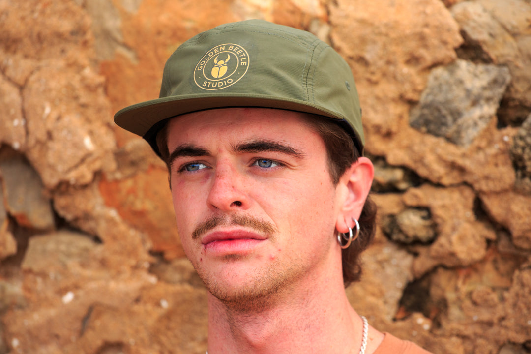 Emblem Nylon Olive Green Panel Cap